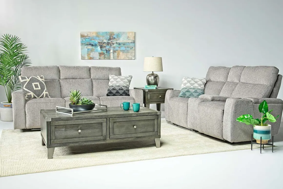 Rhys 2 Power Console Loveseat In Gray