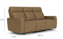 Rhys 2 Power Sofa In Brown