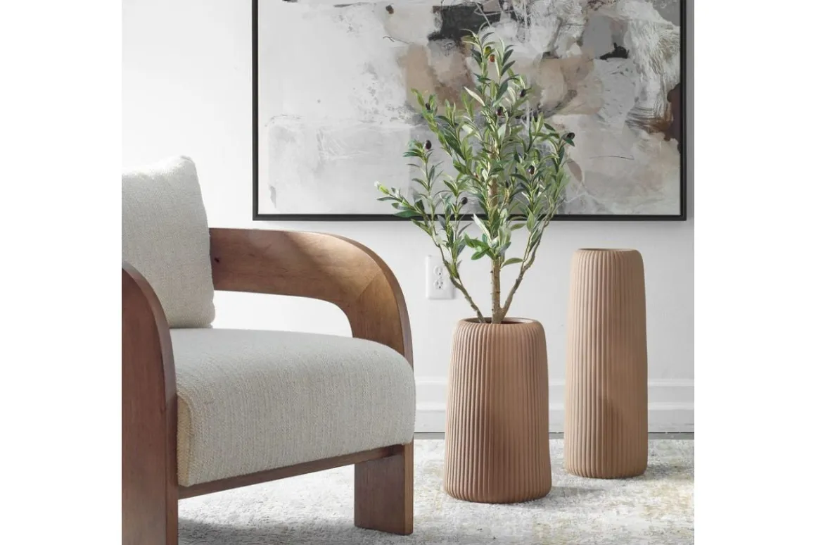 Ridge Vase In Brown, Set Of 2