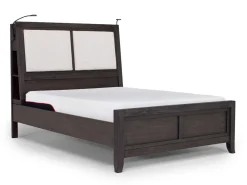 Riley Bookcase Bed, Dresser, Mirror & Nightstand In Carbonite, Ca King