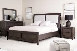 Riley Bookcase Bed, Dresser, Mirror & Nightstand In Carbonite, Ca King