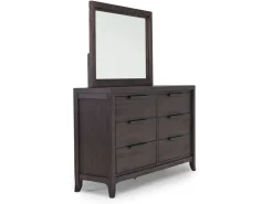Riley Bookcase Bed, Dresser, Mirror & Nightstand In Carbonite, Ca King