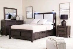 Riley Bookcase Bed, Dresser, Mirror & Nightstand In Carbonite, Ca King