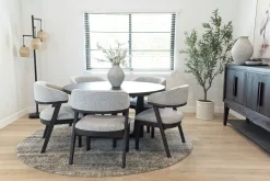 Riley Round Dining Table & 5 Chairs In Carbonite