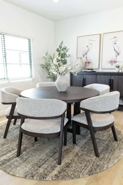 Riley Round Dining Table & 5 Chairs In Carbonite