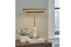 Rowleigh Desk Lamp In Gold Finish/White