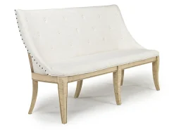 Roxy Dining Bench In Vintage Taupe, Upholstered