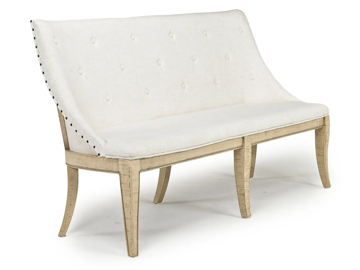 Roxy Dining Bench In Vintage Taupe, Upholstered