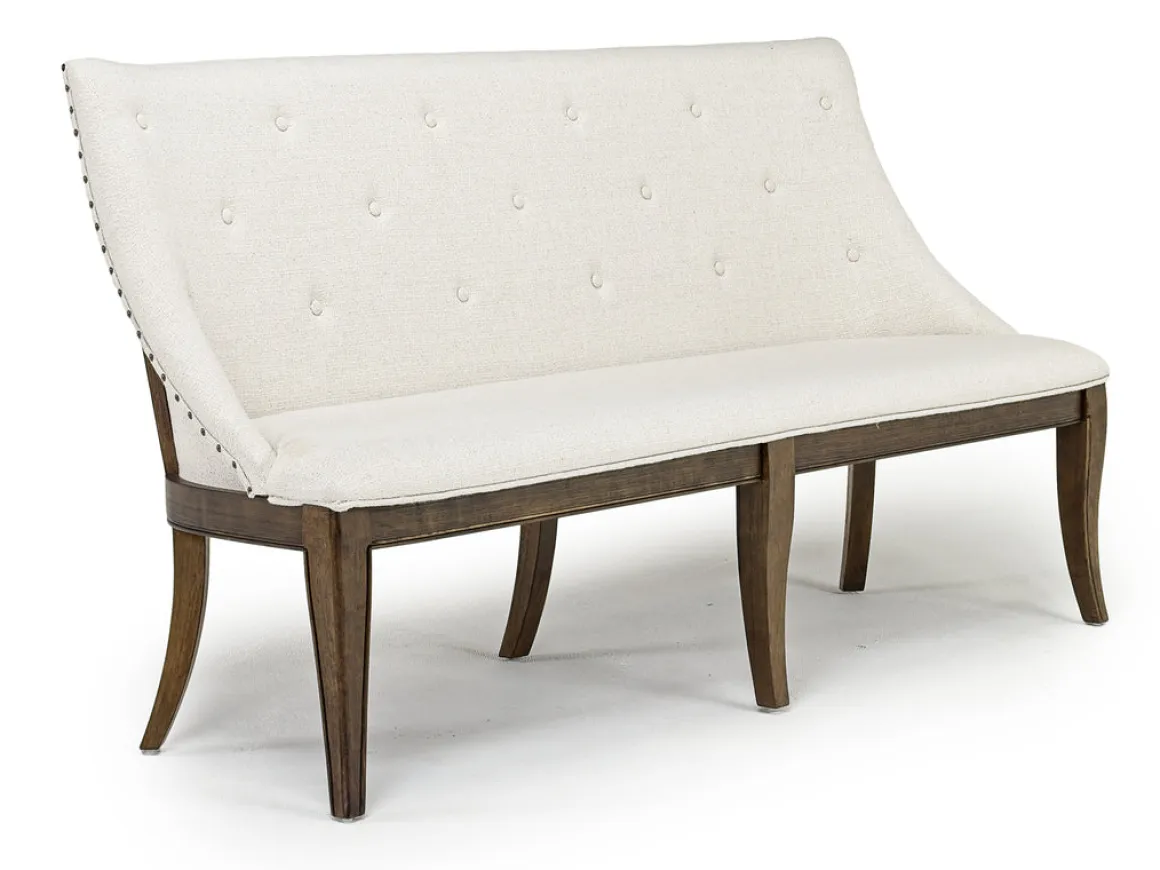 Roxy Dining Bench In Vintage Taupe, Upholstered