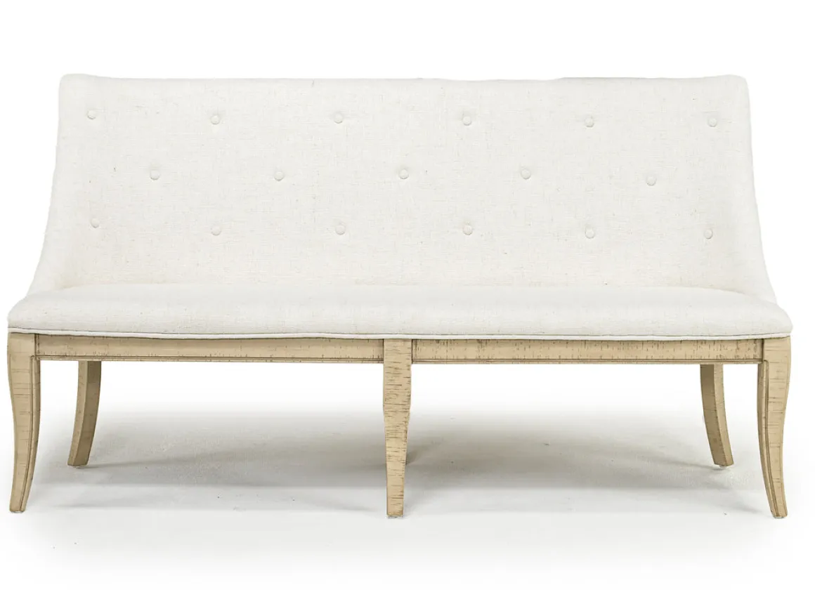 Roxy Dining Bench In Vintage Taupe, Upholstered