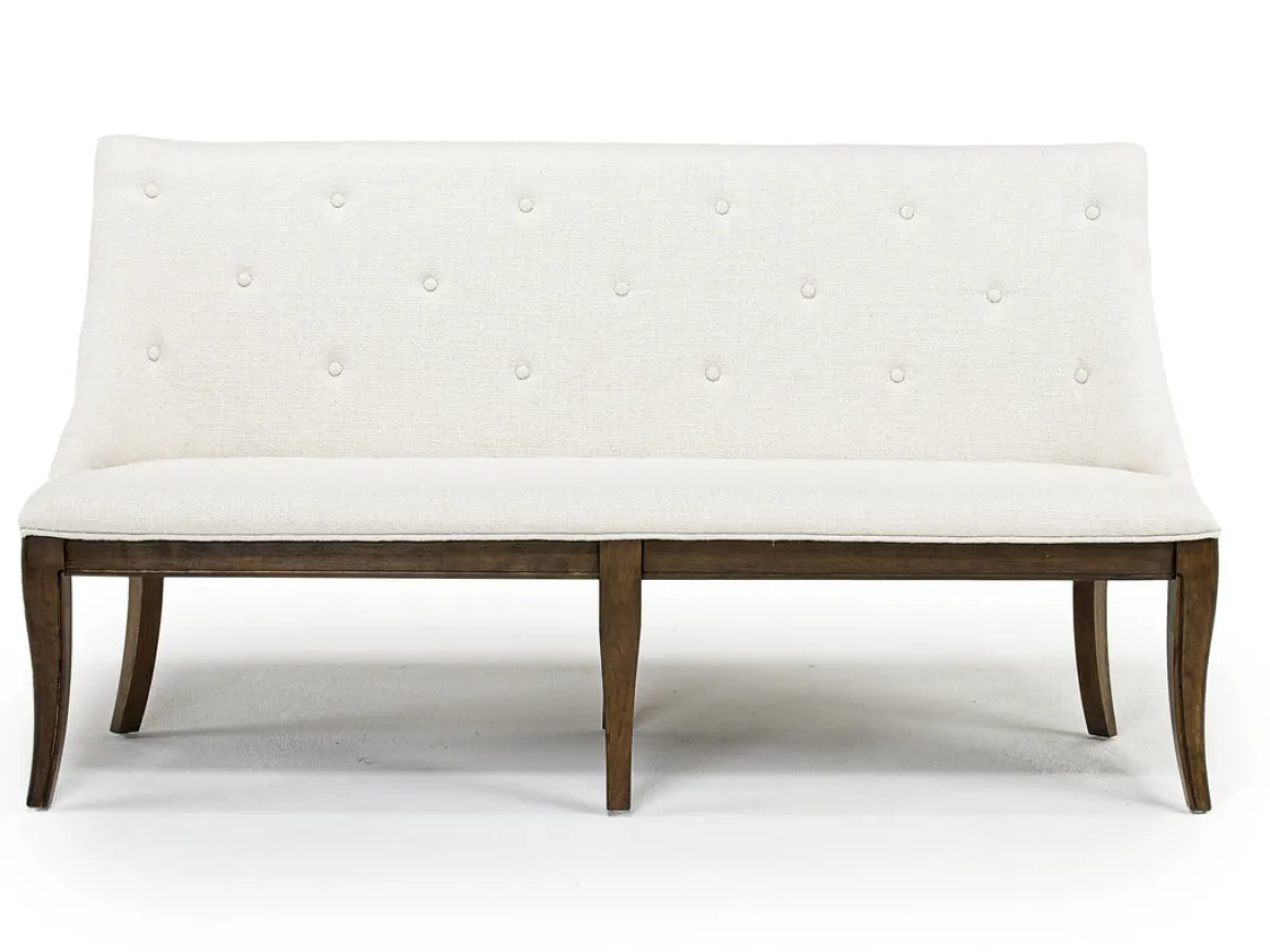 Roxy Dining Bench In Vintage Taupe, Upholstered