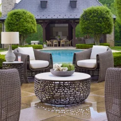 Sabena Outdoor Round Coffee Table In Black