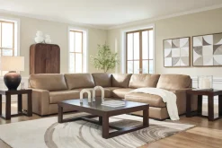 Sahara 5 Piece Chaise Sectional In Sahara Leather, Left Facing