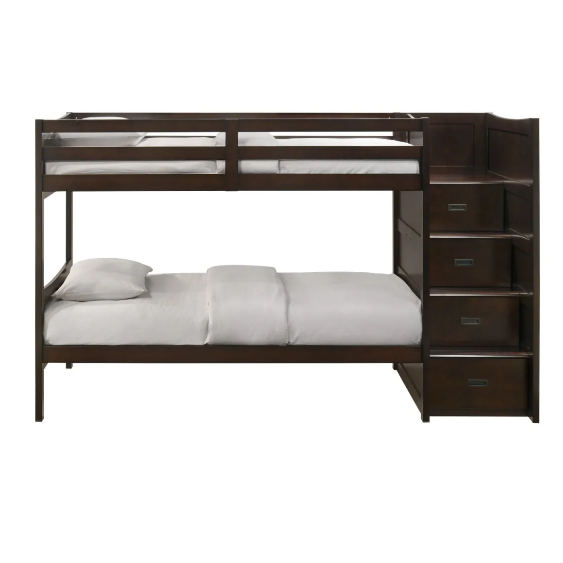 Sami Bunk Bed W/ Storage Steps In Espresso, Twin/Twin, Right Facing