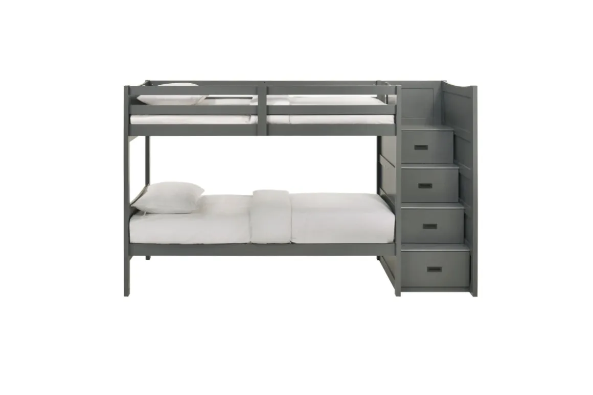Sami Bunk Bed W/ Storage Steps In Espresso, Twin/Twin, Right Facing