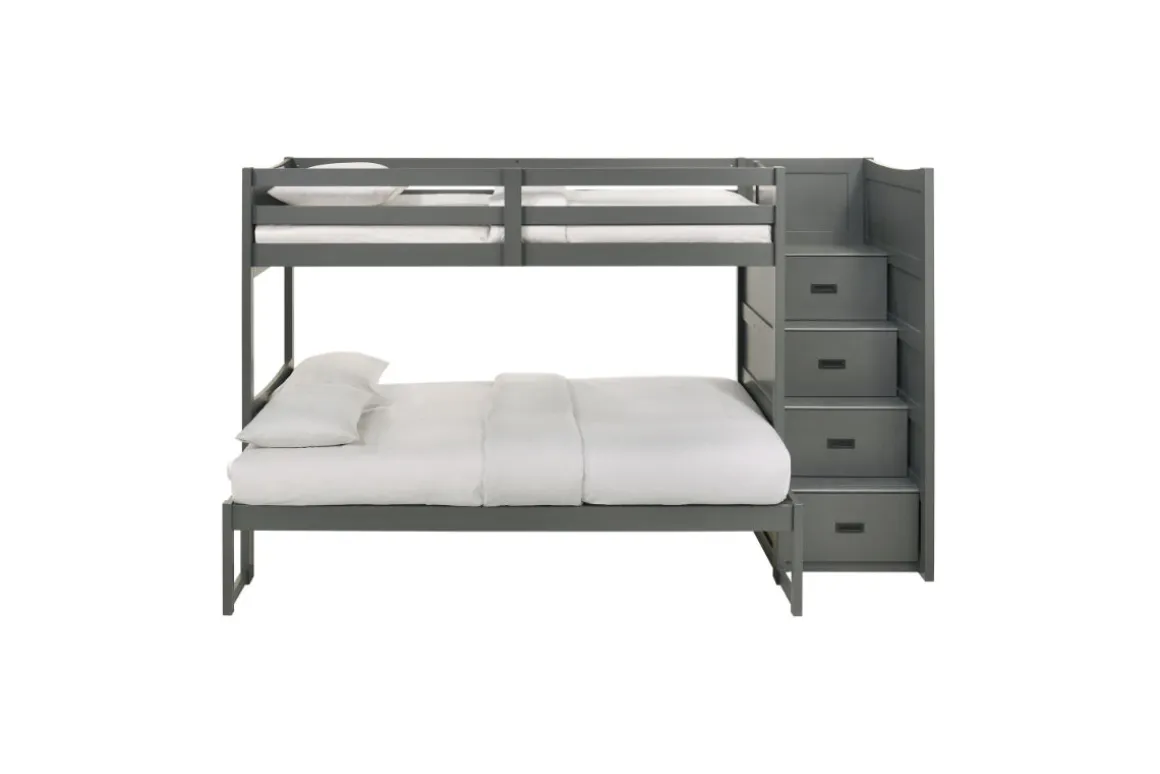 Sami Bunk Bed W/ Storage Steps In Espresso, Twin/Twin, Right Facing