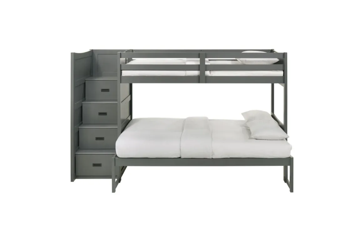 Sami Bunk Bed W/ Storage Steps In Espresso, Twin/Twin, Right Facing