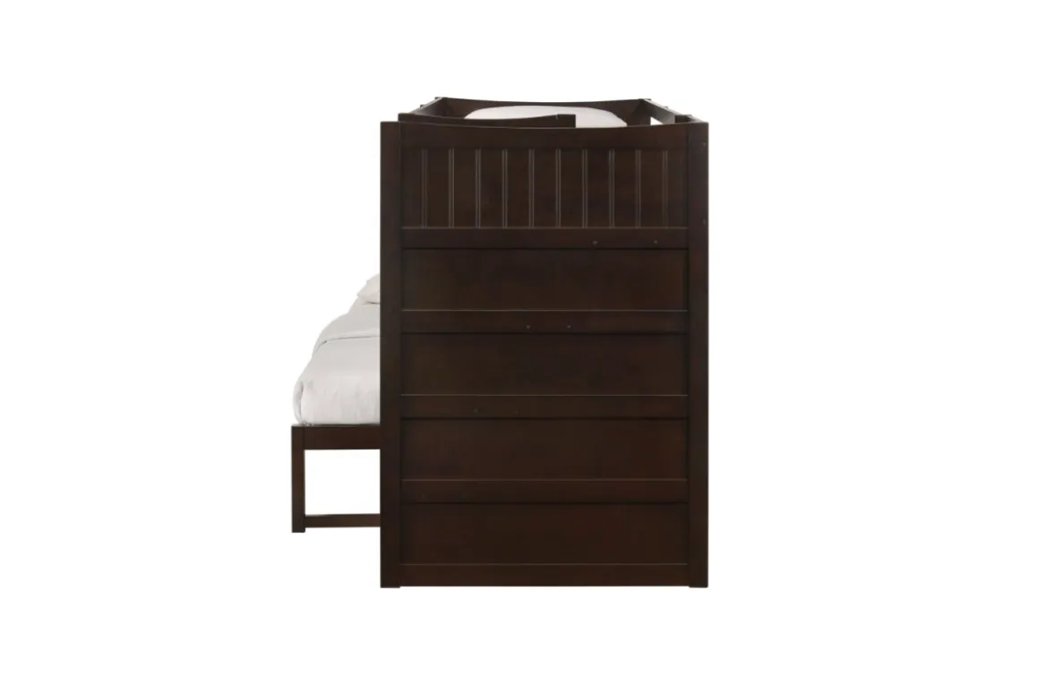 Sami Bunk Bed W/ Storage Steps In Espresso, Twin/Twin, Right Facing
