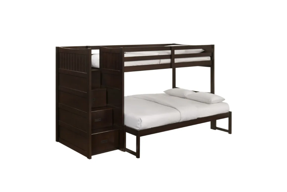 Sami Bunk Bed W/ Storage Steps In Espresso, Twin/Twin, Right Facing