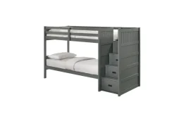 Sami Bunk Bed W/ Storage Steps In Espresso, Twin/Twin, Right Facing