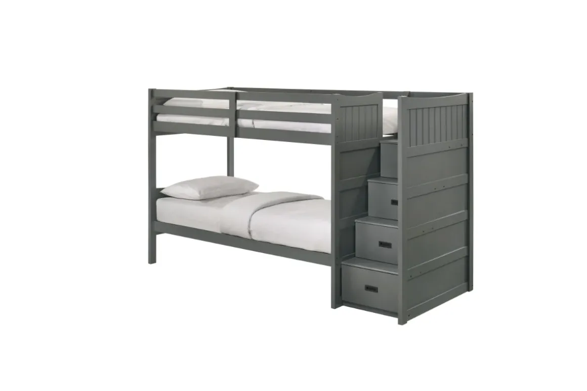 Sami Bunk Bed W/ Storage Steps In Espresso, Twin/Twin, Right Facing