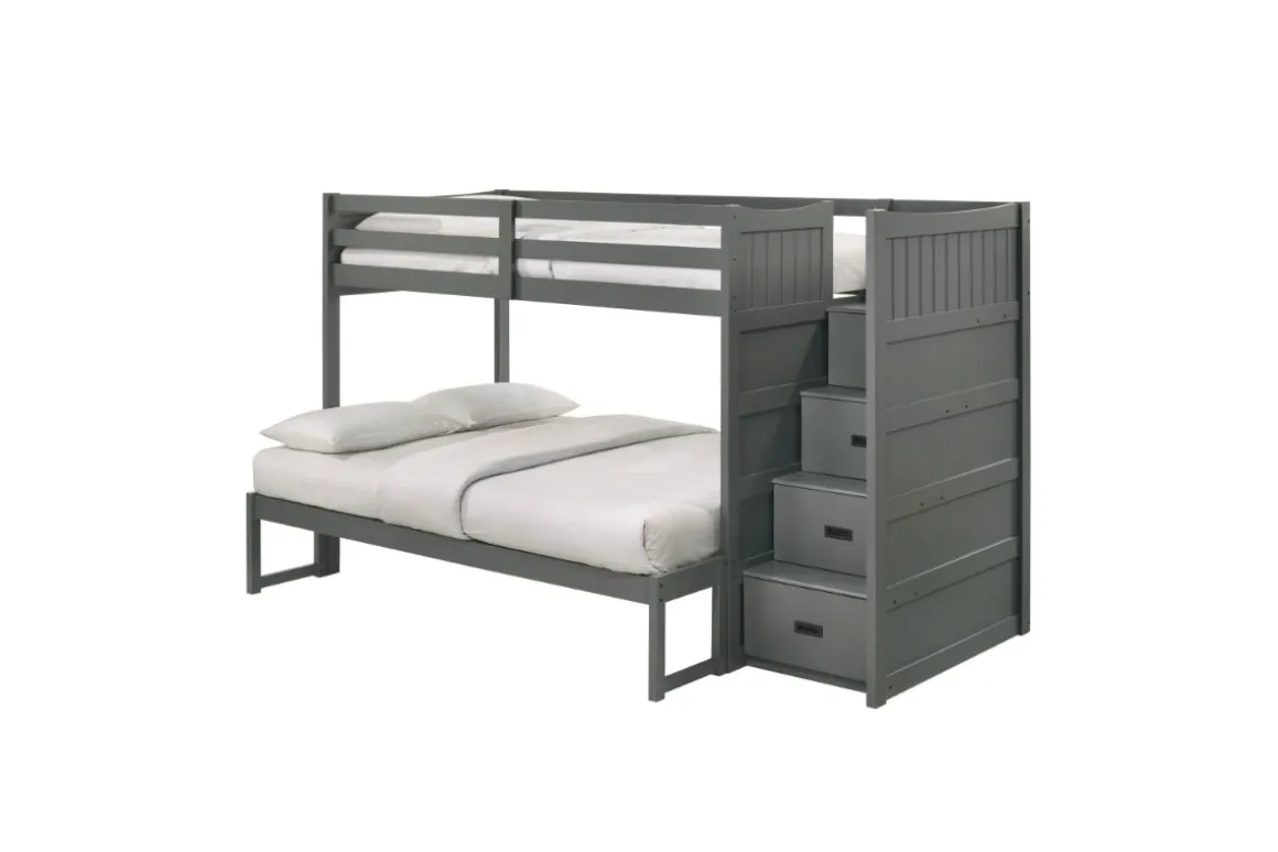 Sami Bunk Bed W/ Storage Steps In Espresso, Twin/Twin, Right Facing