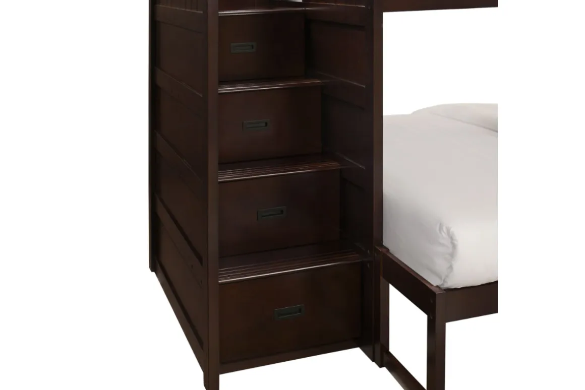 Sami Bunk Bed W/ Storage Steps In Espresso, Twin/Twin, Right Facing