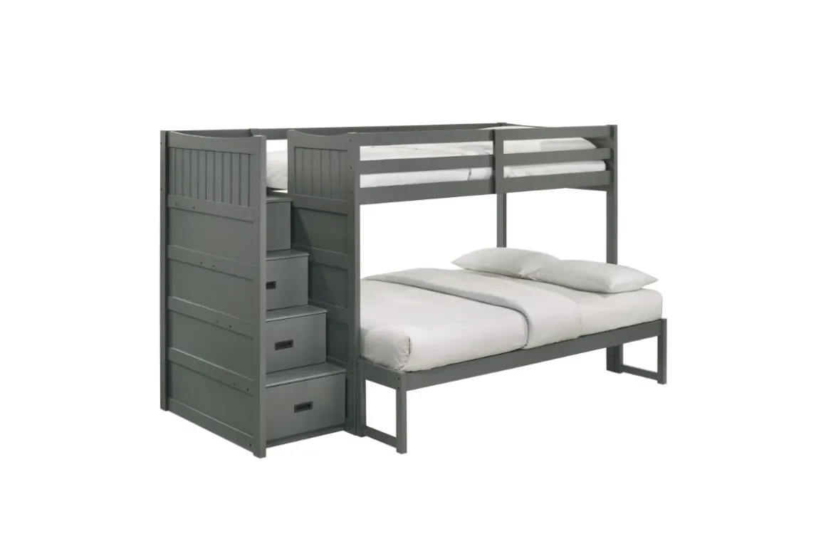 Sami Bunk Bed W/ Storage Steps In Espresso, Twin/Twin, Right Facing