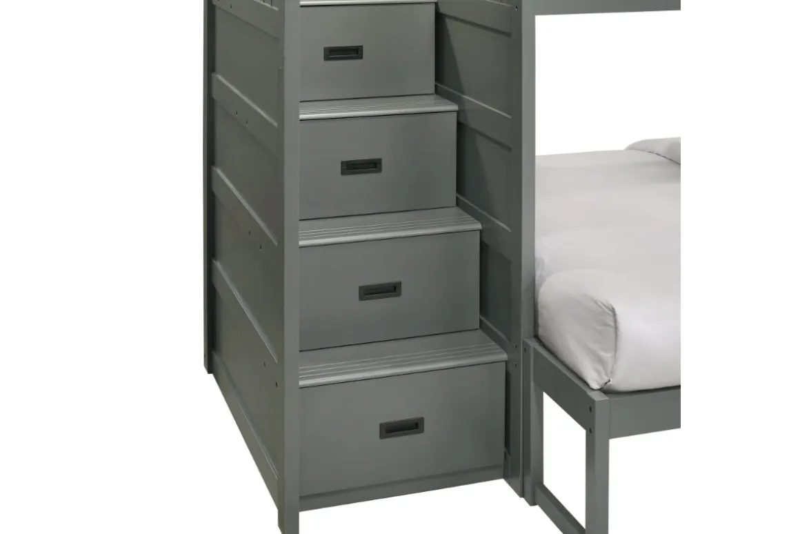 Sami Bunk Bed W/ Storage Steps In Espresso, Twin/Twin, Right Facing