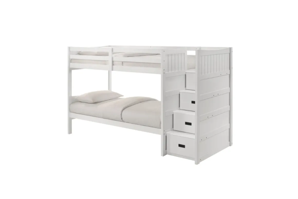 Sami Bunk Bed W/ Storage Steps In Espresso, Twin/Twin, Right Facing
