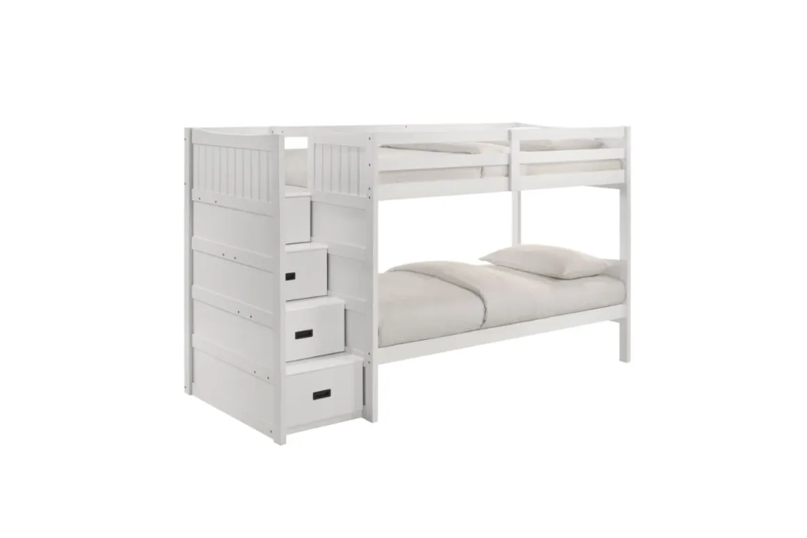 Sami Bunk Bed W/ Storage Steps In Espresso, Twin/Twin, Right Facing