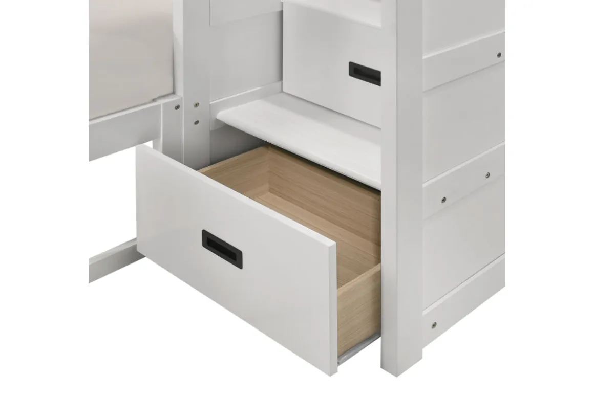 Sami Bunk Bed W/ Storage Steps In Espresso, Twin/Twin, Right Facing