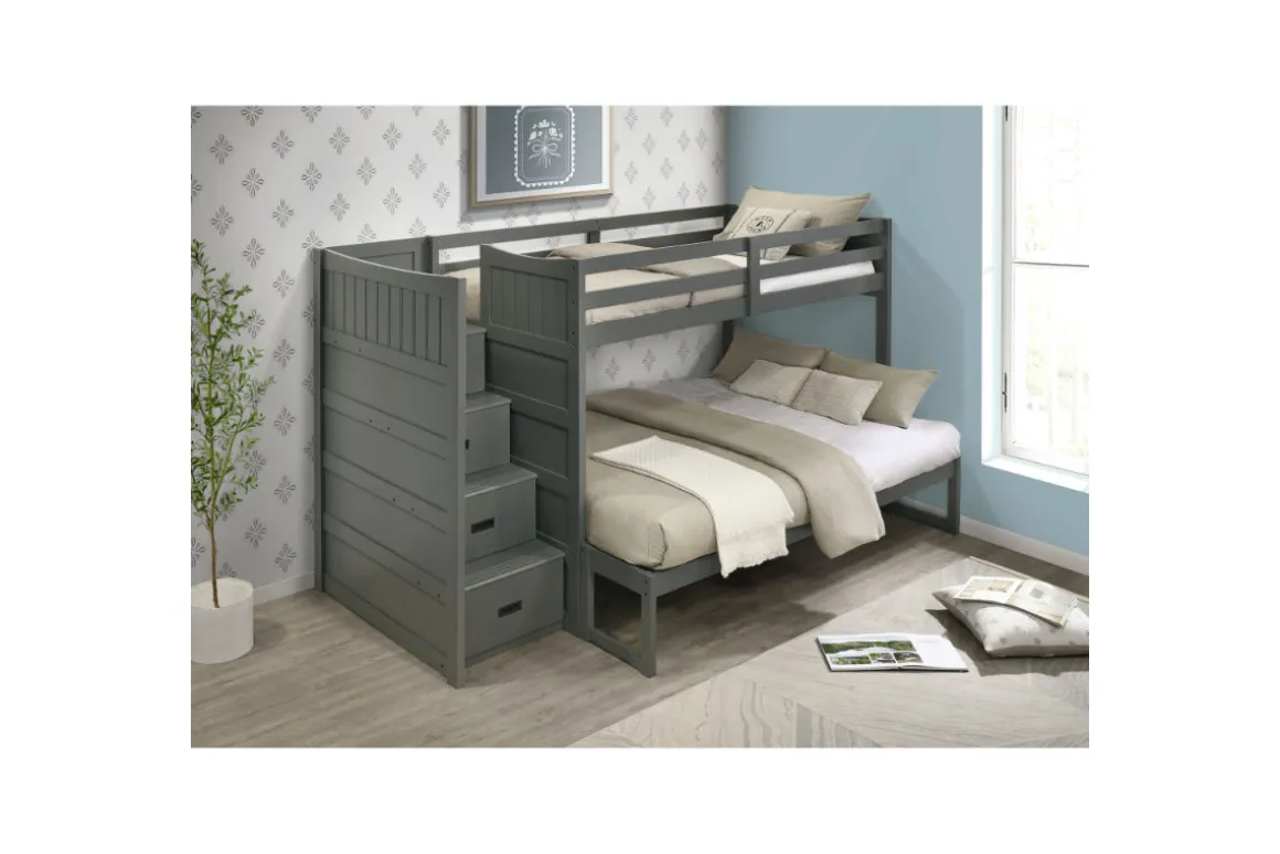 Sami Bunk Bed W/ Storage Steps In Espresso, Twin/Twin, Right Facing