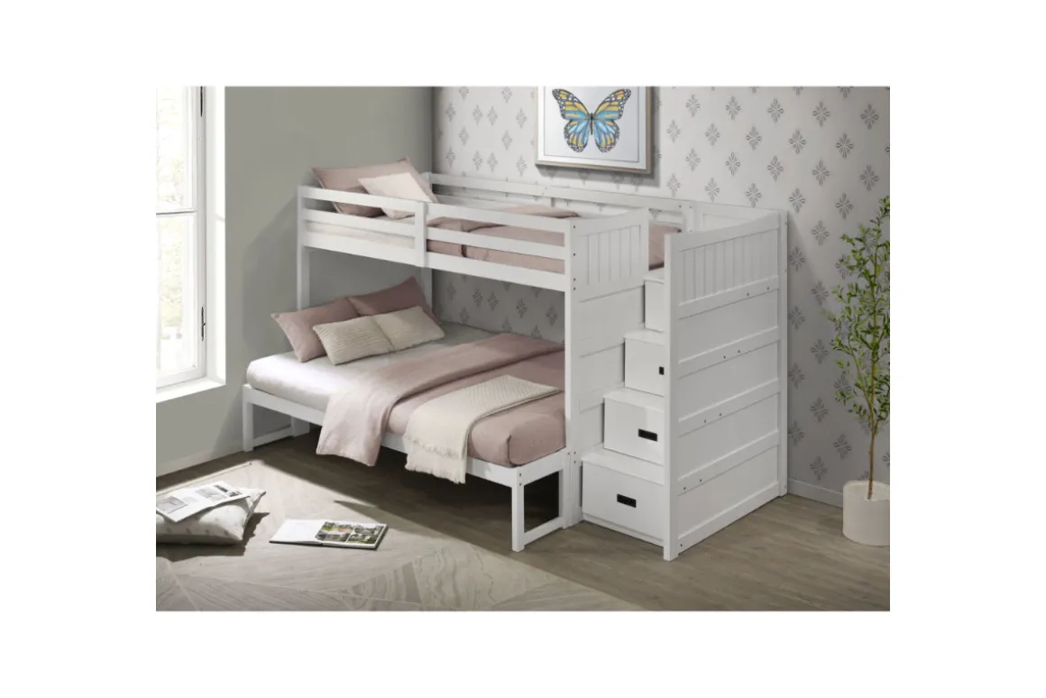 Sami Bunk Bed W/ Storage Steps In Espresso, Twin/Twin, Right Facing