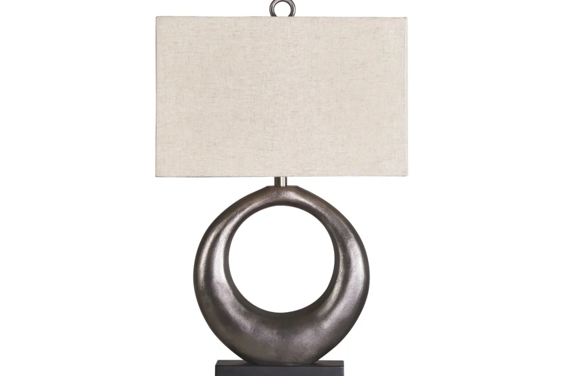 Saria Metal Table Lamp In Antique Silver Finish