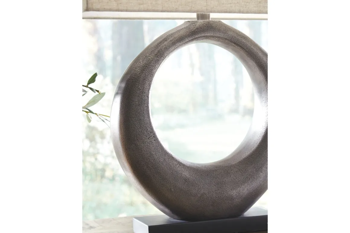 Saria Metal Table Lamp In Antique Silver Finish