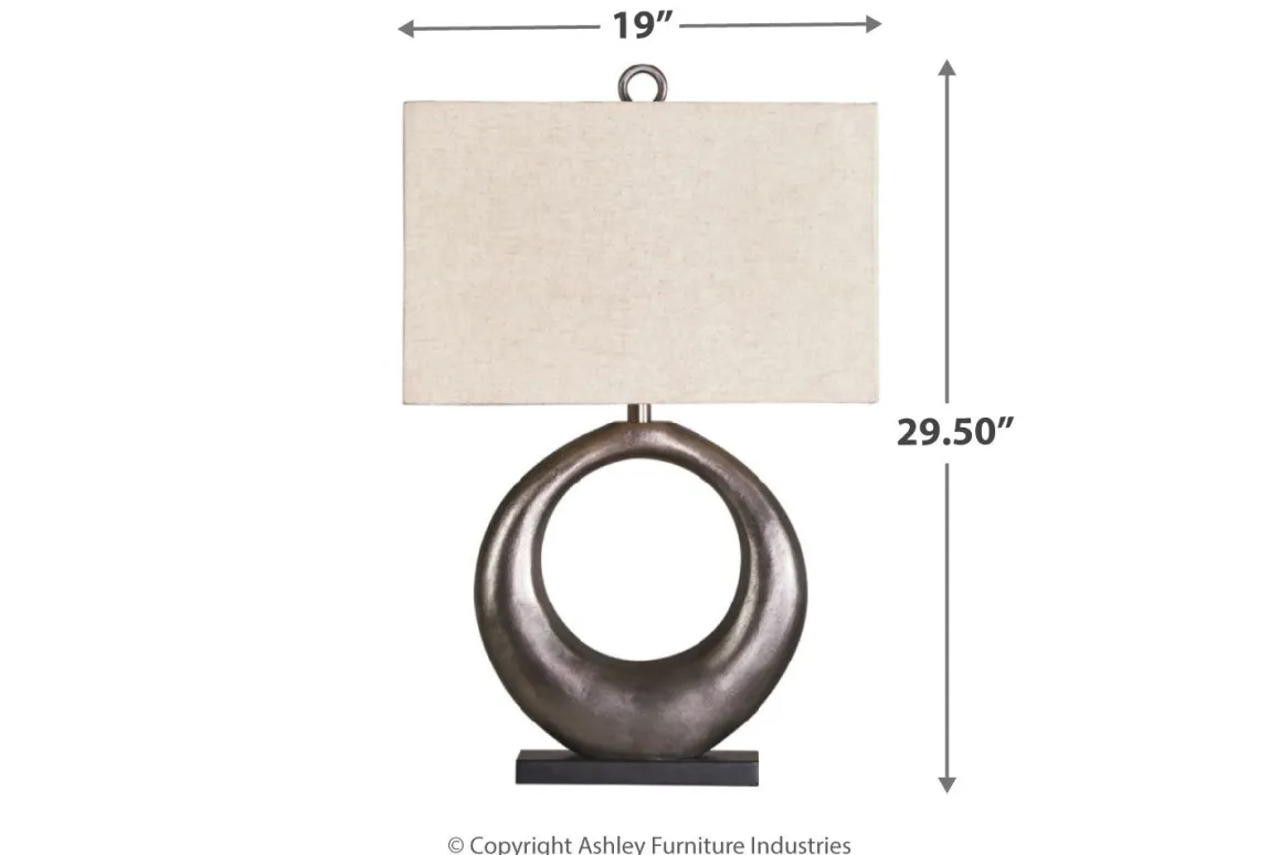 Saria Metal Table Lamp In Antique Silver Finish