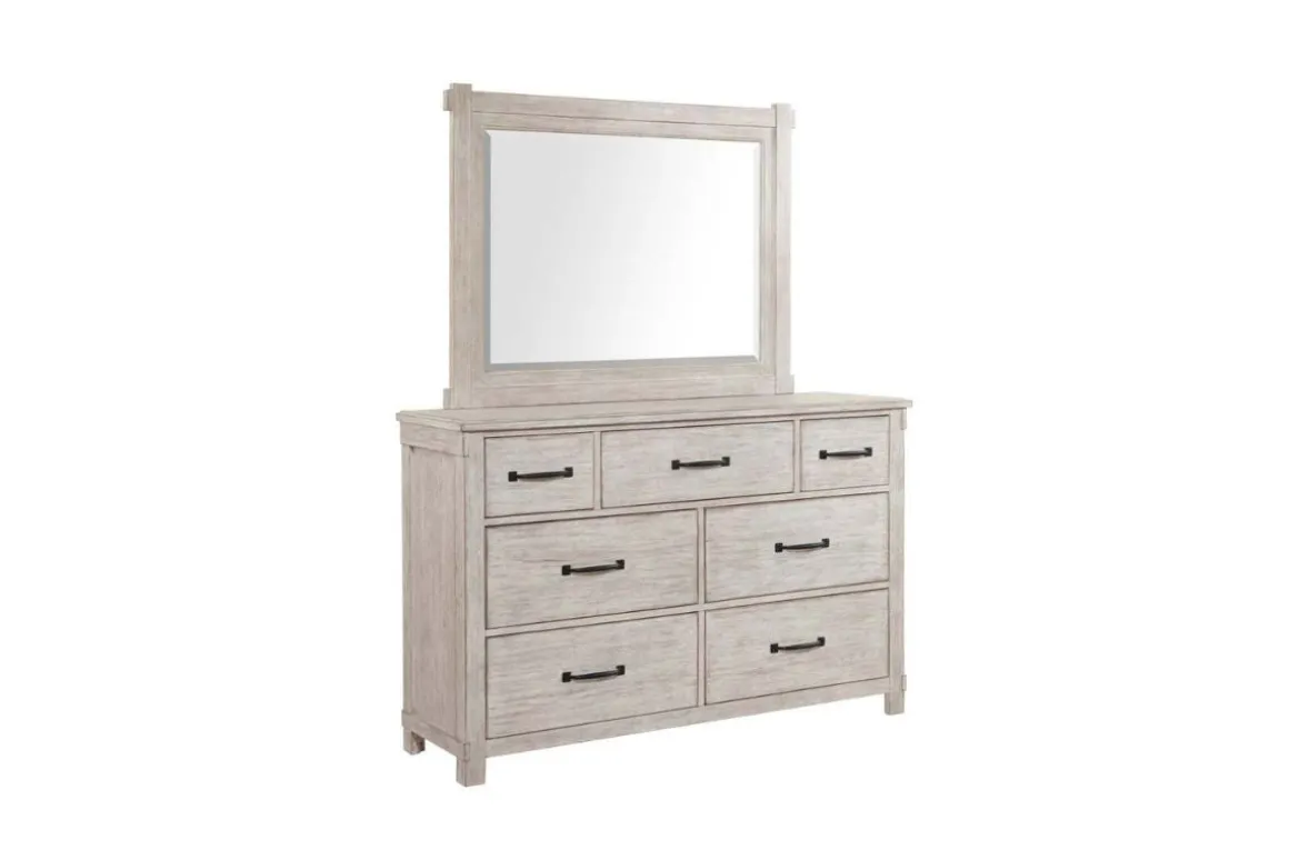 Scott Storage Bed, Dresser, Mirror & Nightstand In Walnut, Queen