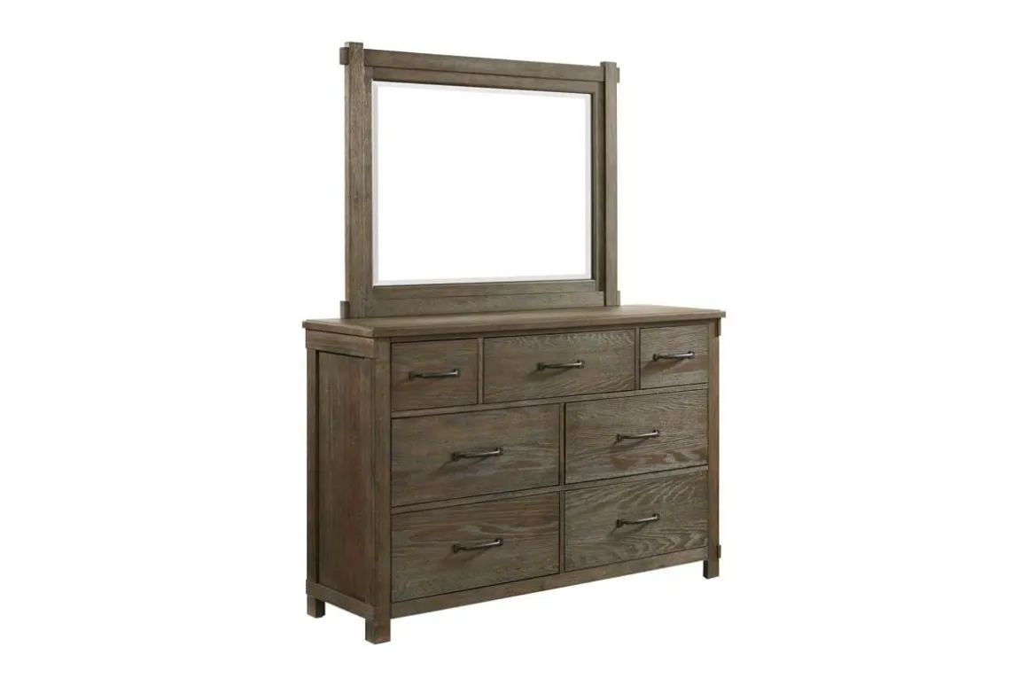 Scott Storage Bed, Dresser, Mirror & Nightstand In Walnut, Queen