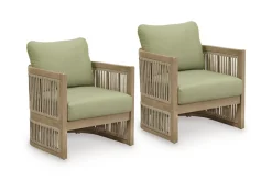 Serena Shores Outdoor Lounge Chair In Beige/Green, Set Of 2