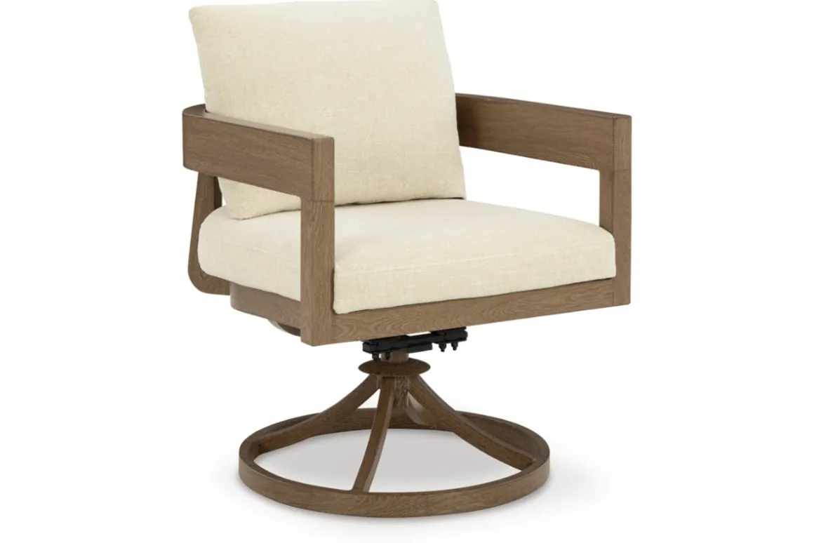 Serene Bay Outdoor Dining Table & 4 Arm Chairs In Dark Brown