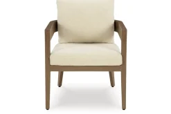 Serene Bay Outdoor Dining Table & 4 Arm Chairs In Dark Brown