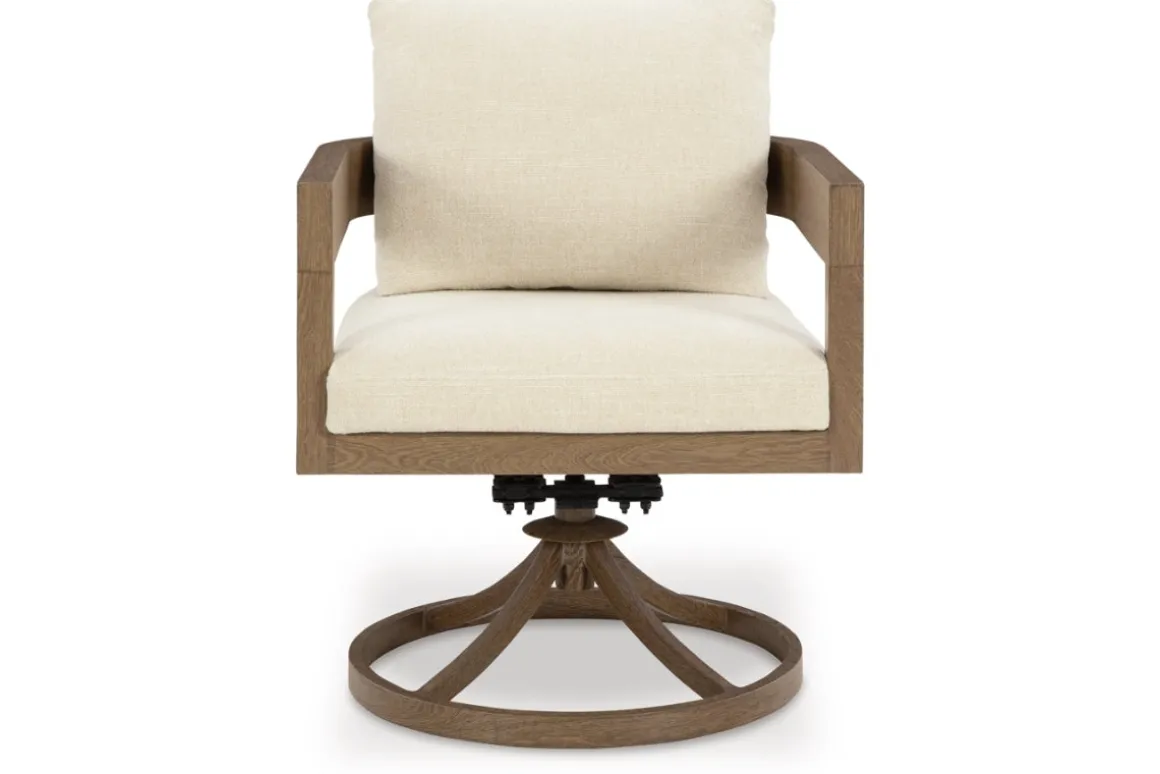 Serene Bay Outdoor Dining Table & 4 Arm Chairs In Dark Brown