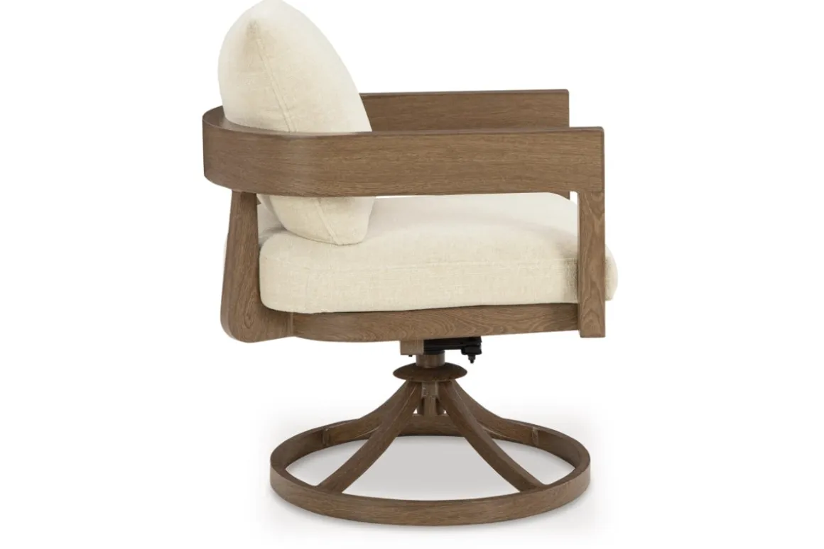 Serene Bay Outdoor Dining Table & 4 Arm Chairs In Dark Brown