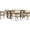 Serene Bay Outdoor Dining Table & 6 Arm Chairs In Dark Brown