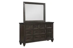 Sevilla Panel Bed, Dresser, Mirror & Nightstand In Walnut, Queen