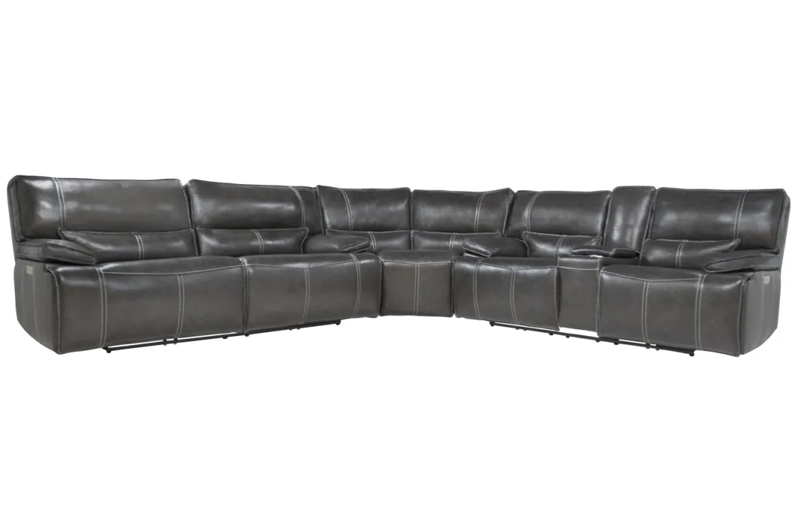 Sofia 3 Piece 3 Power Sectional In Brown Leather