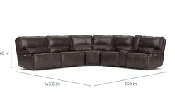 Sofia 3 Piece 3 Power Sectional In Brown Leather