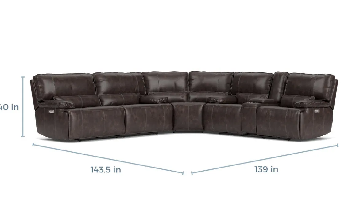 Sofia 3 Piece 3 Power Sectional In Brown Leather
