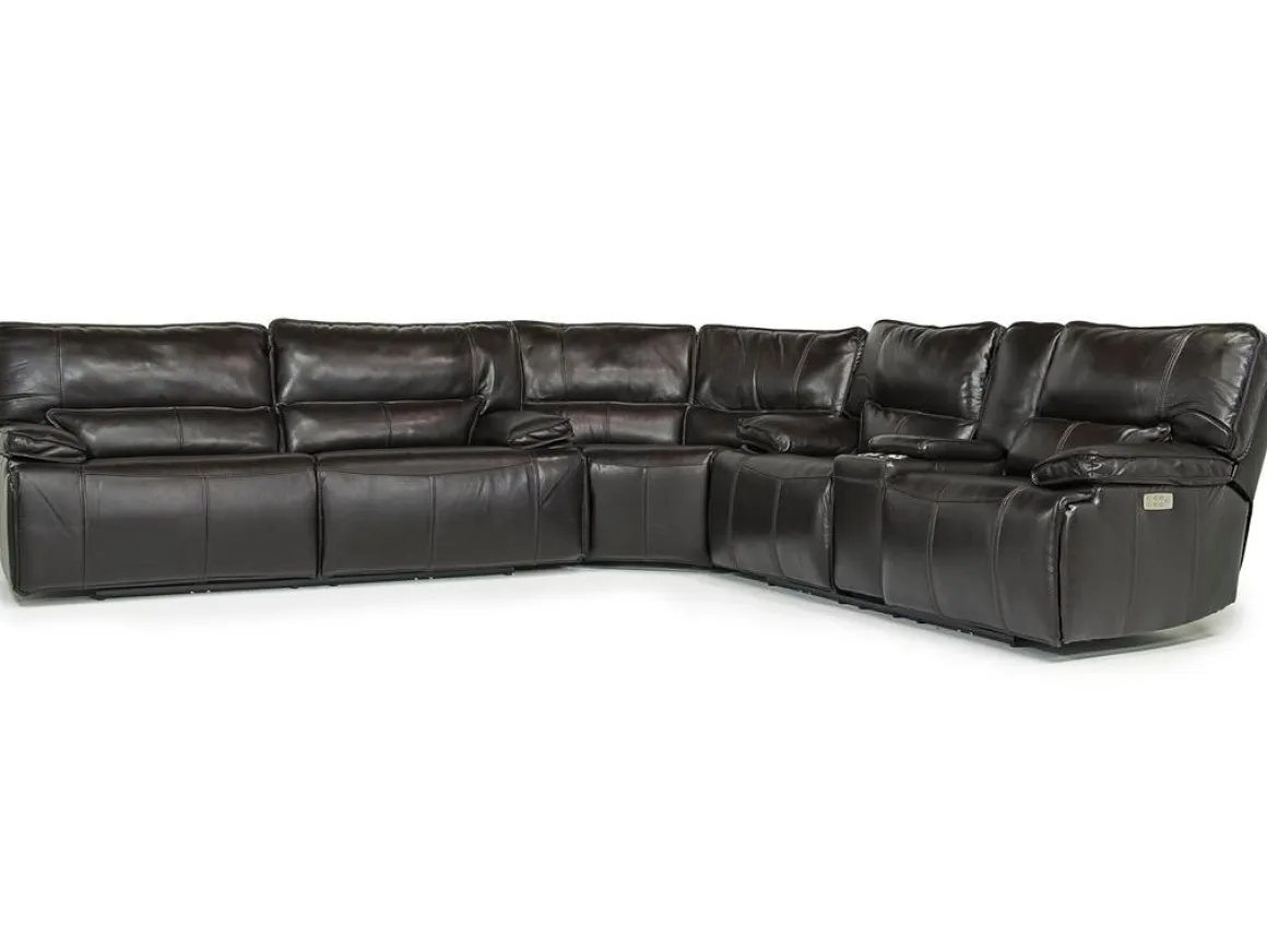 Sofia 3 Piece 3 Power Sectional In Brown Leather